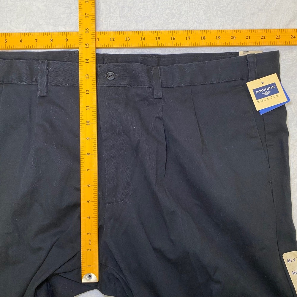 Dockers Original Khaki Pants 46x32 Big & Tall Pleated Classic Fit NWT Black - Picture 2 of 14